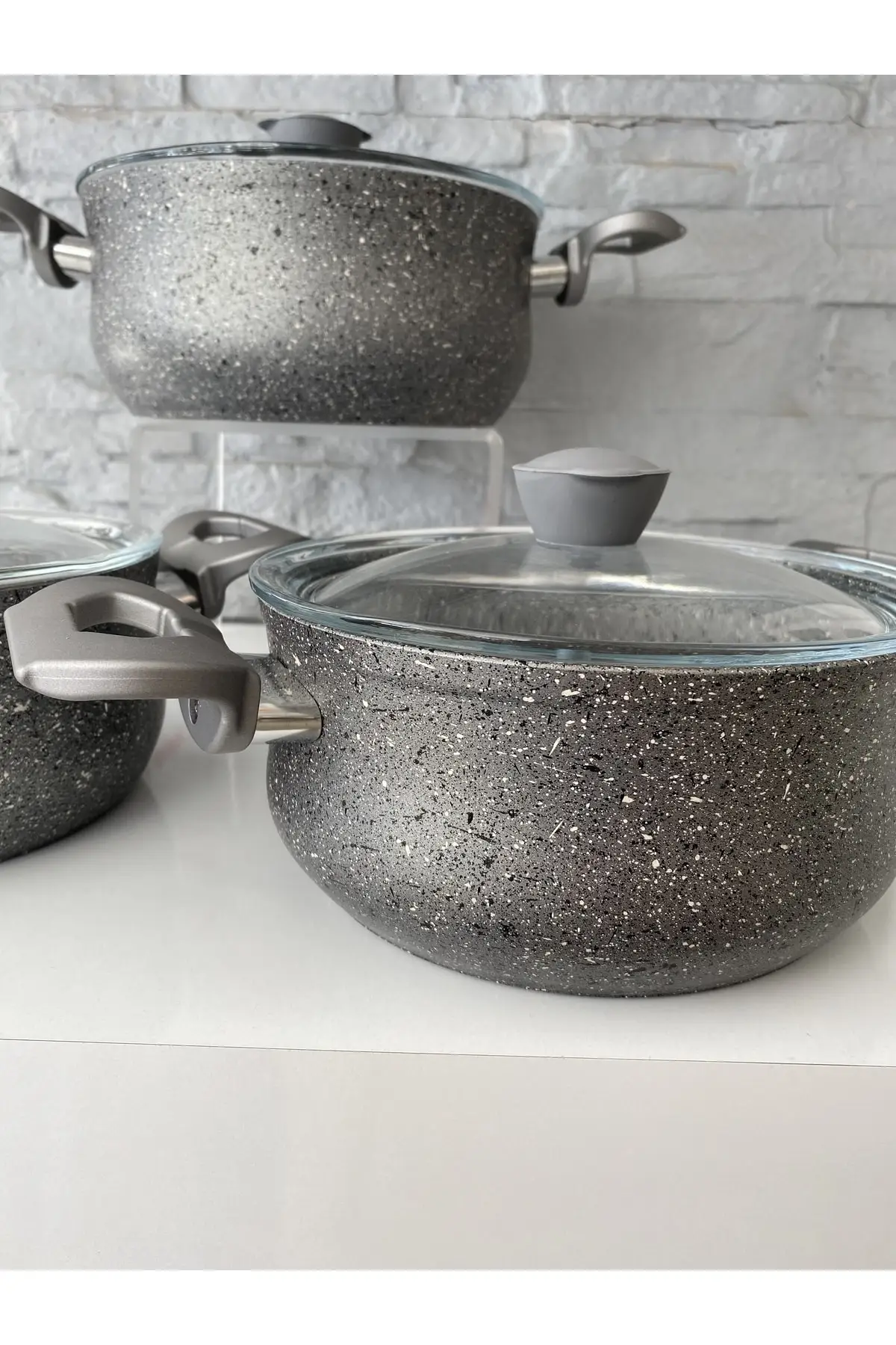 

DOLBOVI granite 3-piece casserole Cookware Set 16x18x20 Cm gray Cookware Set