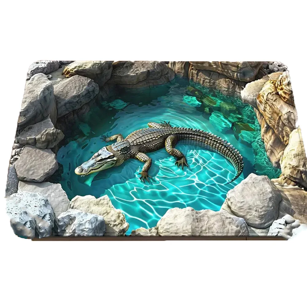 

Коврик с 3D-оптическим иллюзией, моющийся, нескользящий, из полиэстера, для использования в помещении, подходит для различных интерьеров дома