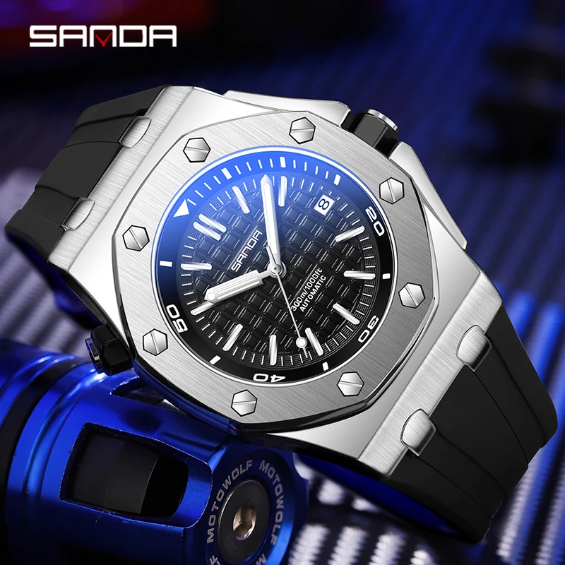 SANDA Top Brand Sports Men Mechanical Wristwatch Luxury Automatic Watch Men\'s Stainless Steel Waterproof Clock