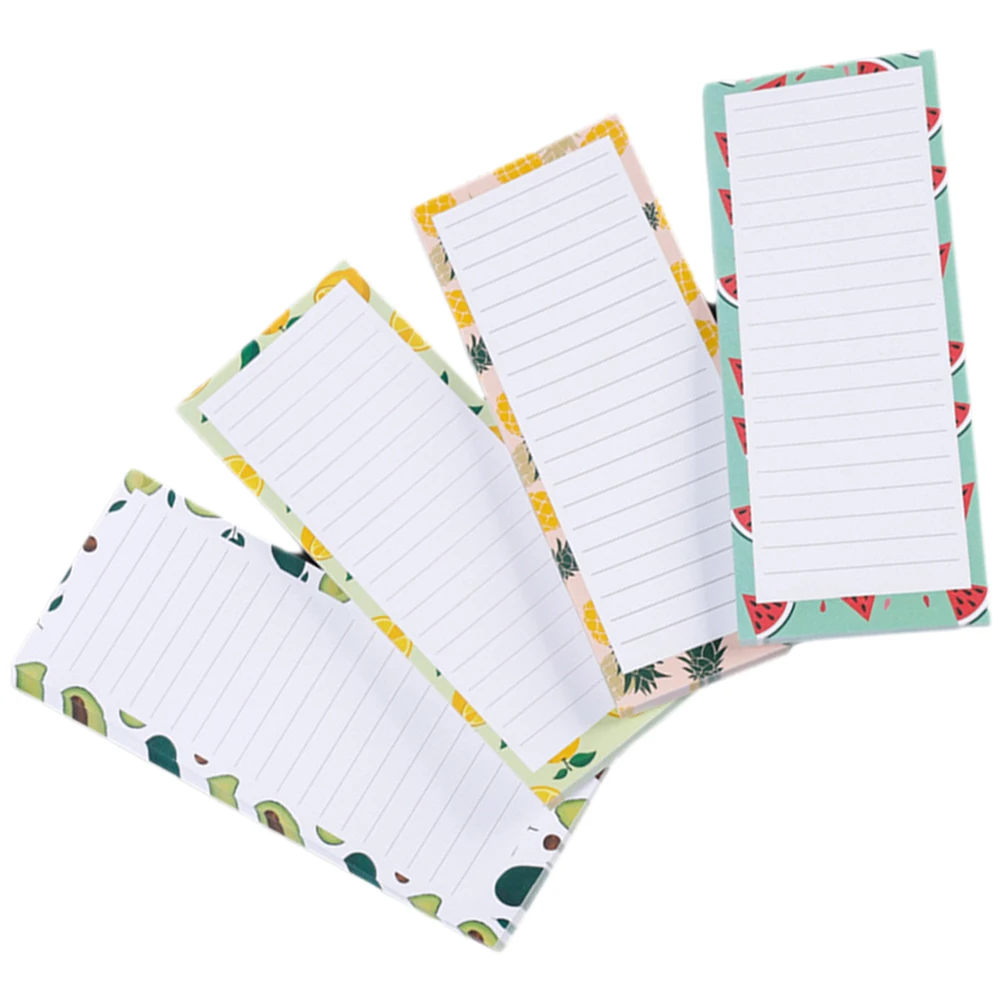 

4 Pcs Magnetic Message Board Refrigerator Grocery List Tearable Notepad Fridge Cute Fruit Design Material Write Schedule