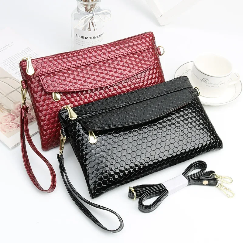 Women Crossbody Bag PU Leather Wrist Strap Clutch Money Purse Fashion Phone Bags Zipper Long Wallet Mother Bag