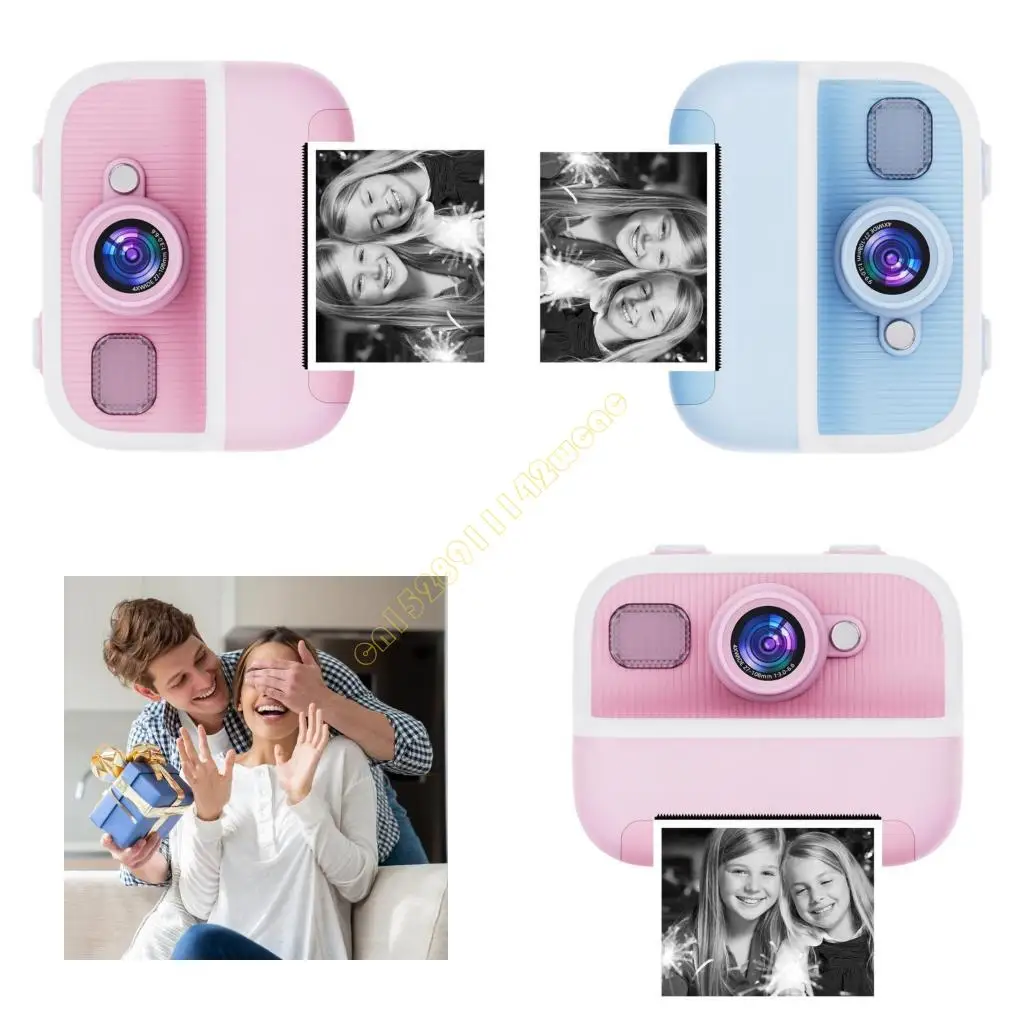 

Children Instantly Camera With Built In Photo Printer Rechargeable Creative Learning Print Camera Toy for Kids Selfie DXAD