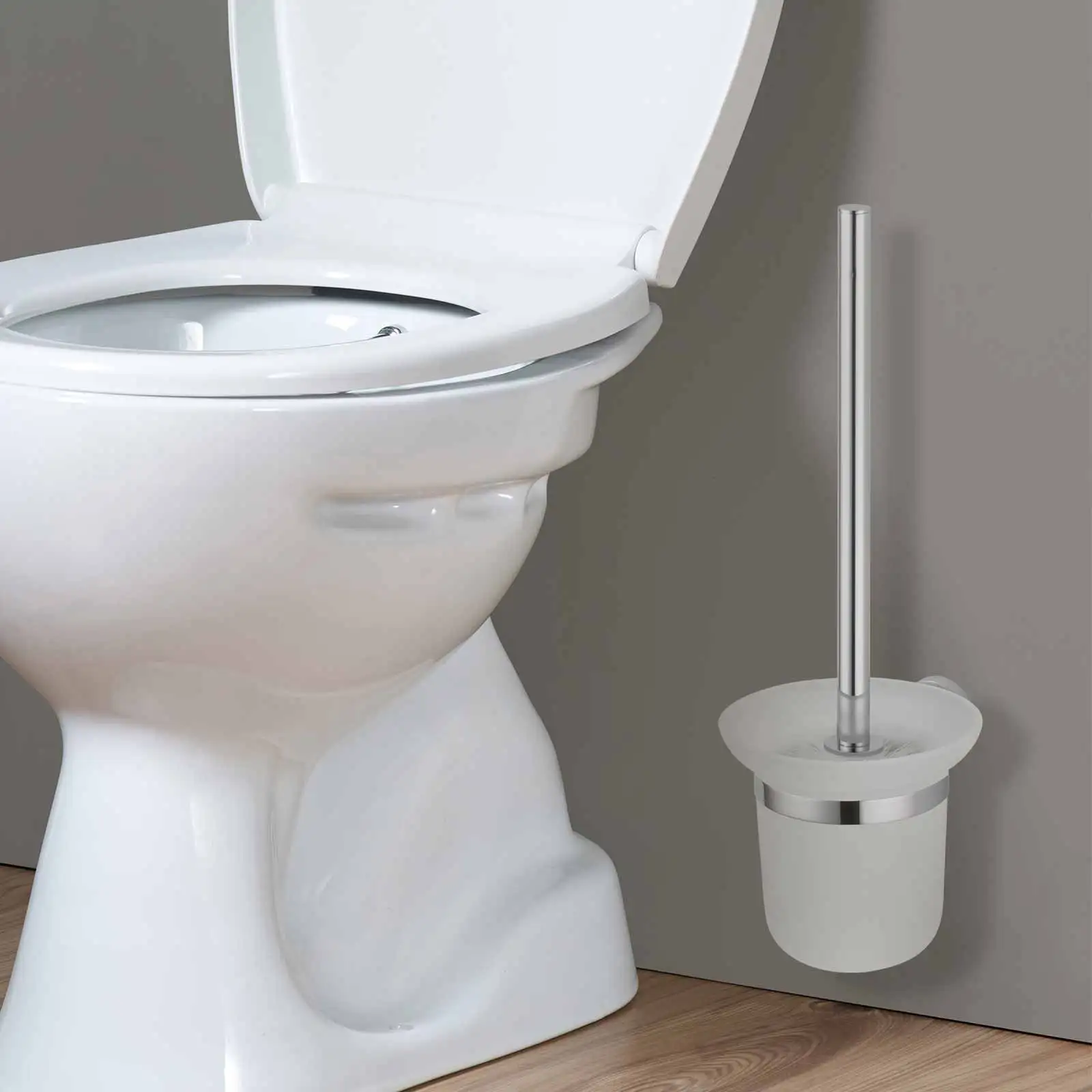 

Toilet Brush Glass Holder Frosted Glass Holder Bathroom Toilet Brush Cup For Family Bathrooms Saving Space And Keeping Clean