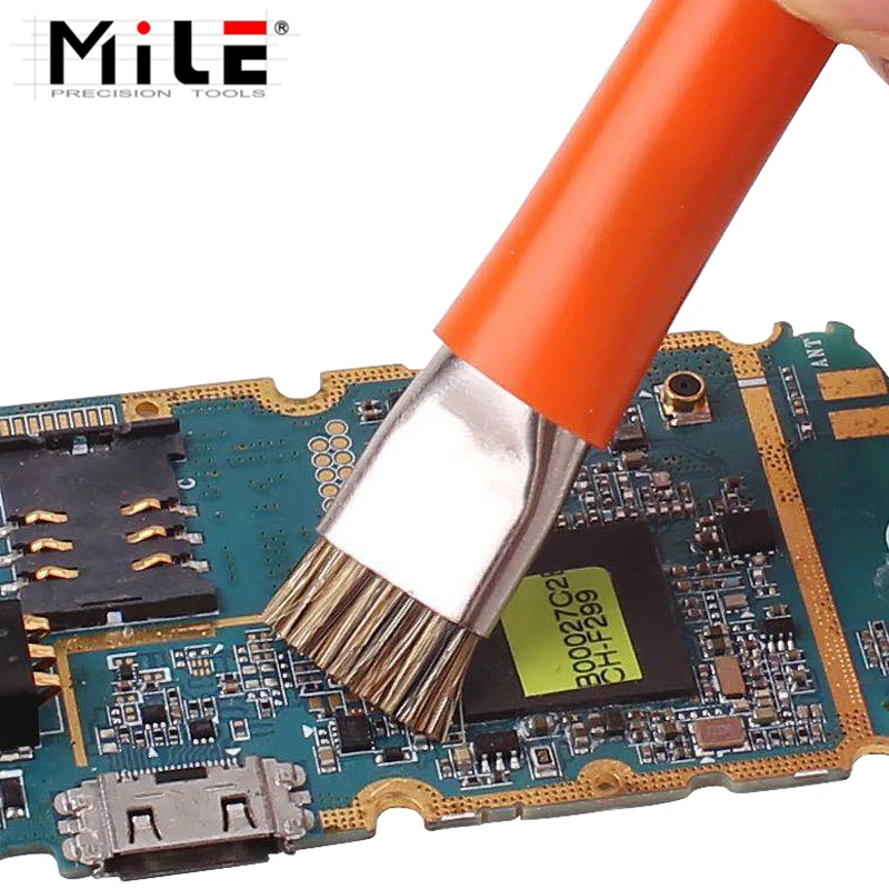 MILE Double Head Brush ESD Safe Brush Anti-Static Brush Repair Electronics Tool Kit BGA PCB Repair Cleaning Brush