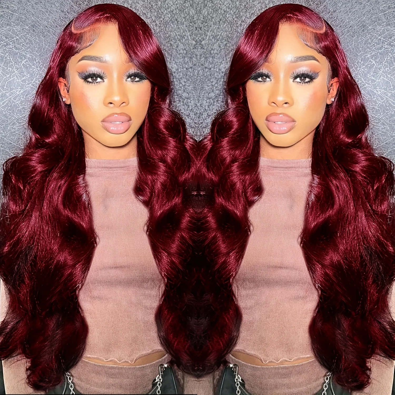 

13x6 Lace Front Wigs Human Hair Pre Plucked Body Wave 200% Density 99J Burgundy Colored Wig HD Lace Frontal Wig with Baby Hair