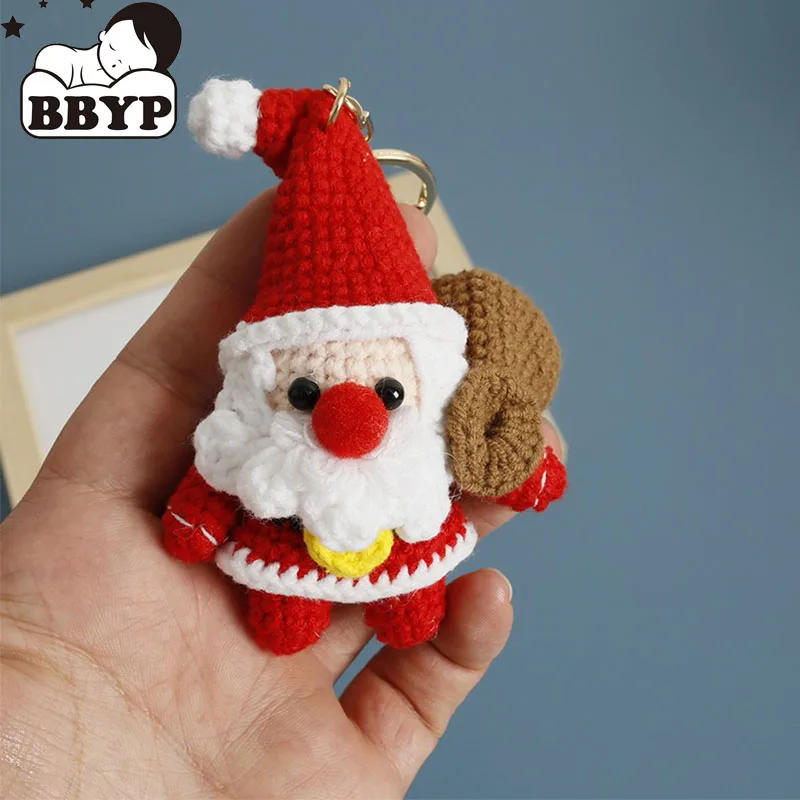 Handmade crochet santa key chain perfect gift doll key ring pendant boy school bag key chain