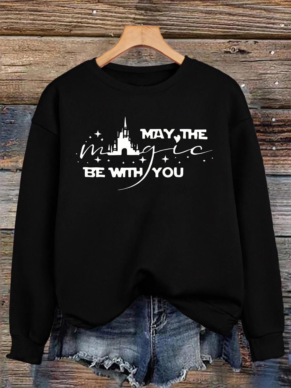 May The Be With Youprinting Sweatshirts Damen Loose Basics Hoodies Fleece Warm O-Neck Tops Winter Bequeme Damenbekleidung