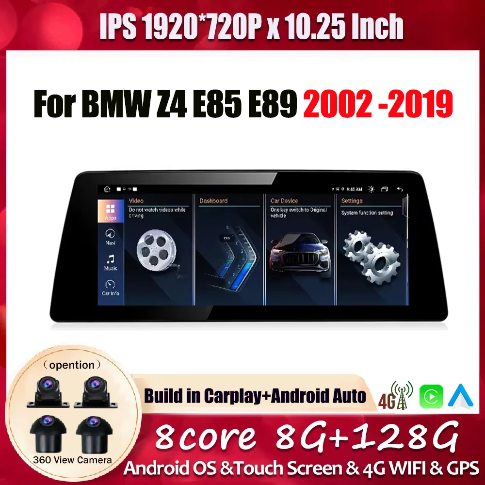 

10.25‘’ 1920*720P HD Touch Screen For BMW Z4 E85 E89 2002 2003-2019 Android Car Radio Multimedia Player DSP 4G WiFi Bluetooth