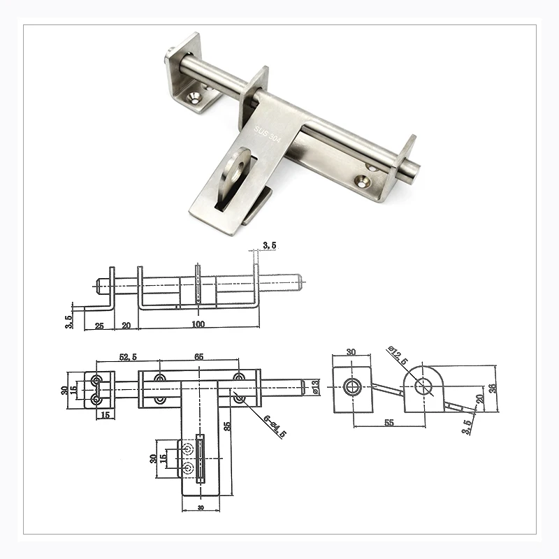 Heavy-Duty Left And Right latch Heavy-Duty Door Anti-Theft Latch Punch-Free Door Card latch Padlock Latch