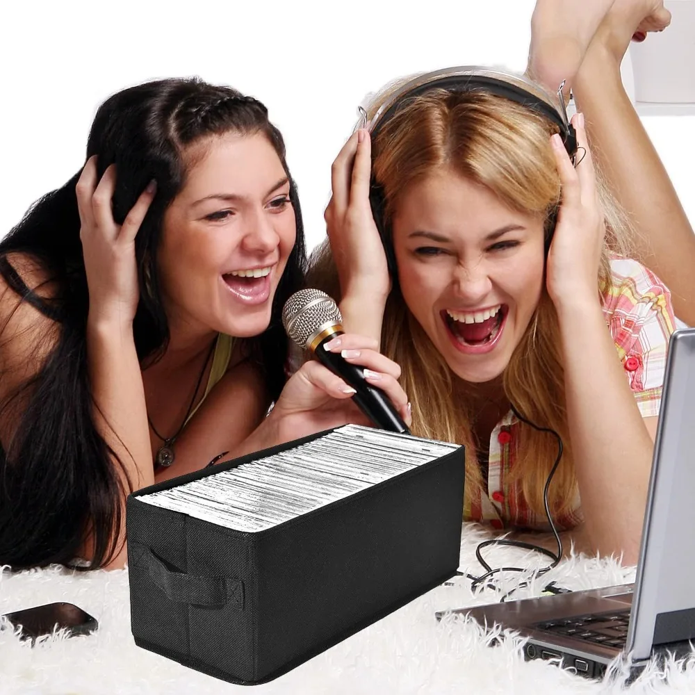 Foldable CD DVD Storage Box With Lid Movie Media Organizer Bin Non Woven Fabric Container For Video Games Books Clothes Cabinets