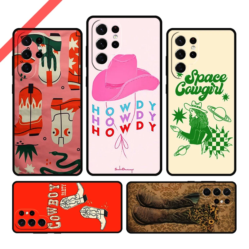 Cowboy Cowgirl Howdy Western Ranch Phone Case For Samsung Galaxy S20 FE S21 S10 S23 Plus S24 S22 Ultra Note20 Note10 S9 S8 Cover