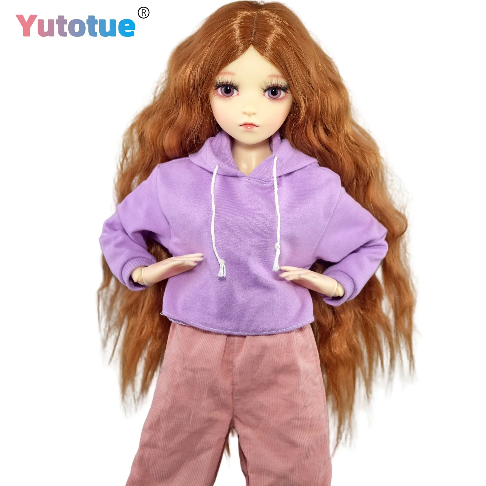 

YUTOTUE 24 inch Height Girl Doll Brown Curly Wig Fashion Clothes Outfits Full Set BJD DOLL Toy