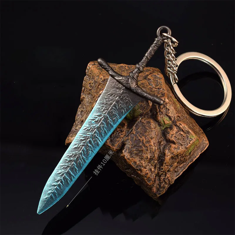 10cm/3.93in Mini Keychains Dark Moon Greatsword Toy Model All Metal Weapon Pendant Keyrings Gifts Accessories Game Peripherals