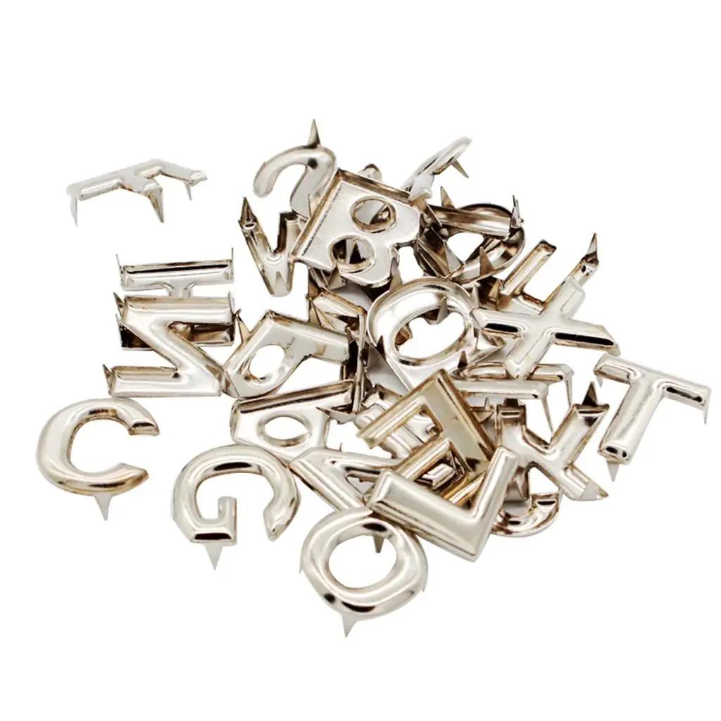 Set of 26 Alphabets Letter  Nailhead DIY Metal  Studs For Leathercraft, 15mm