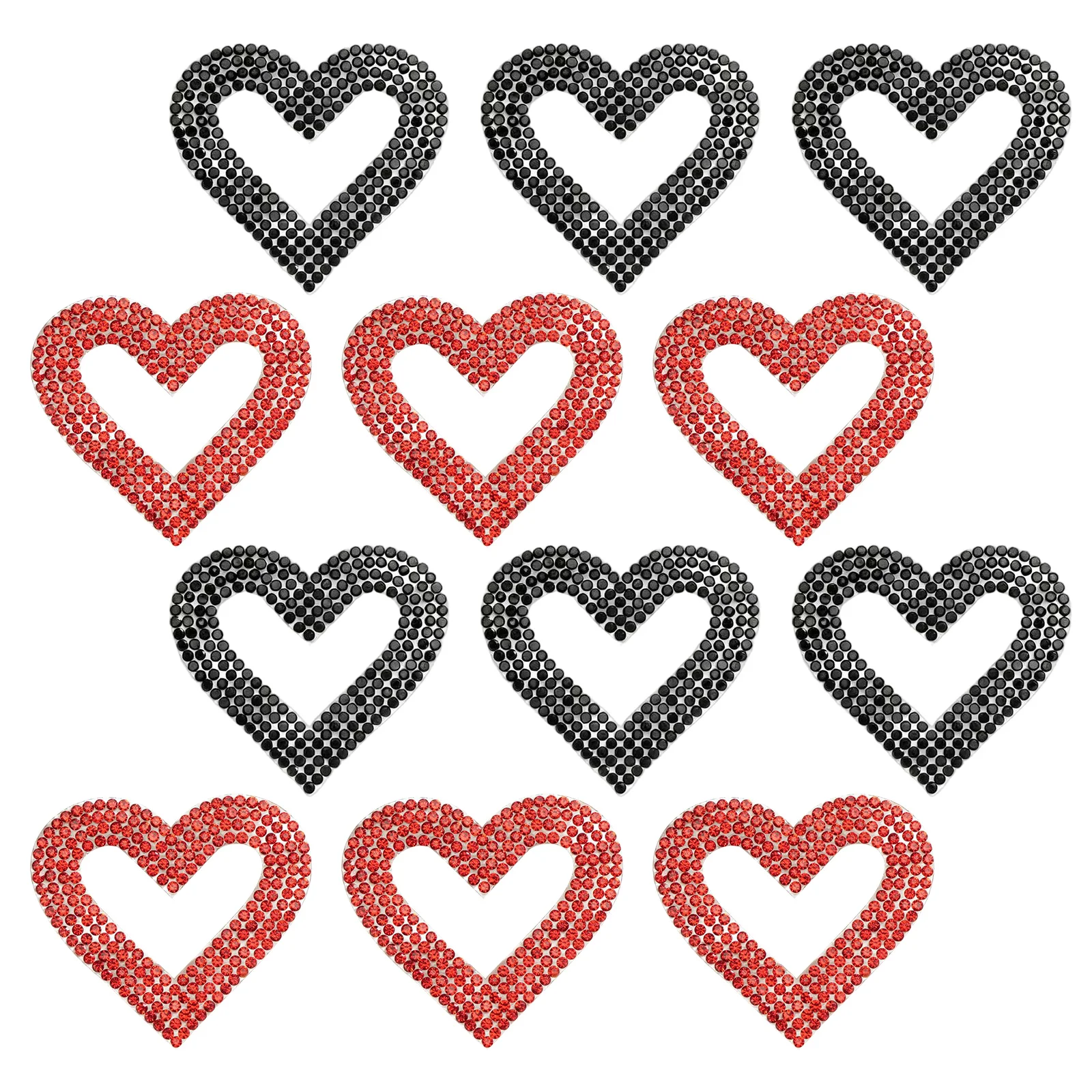 

12Pcs Rhinestone Heart Applique Patches Self-Adhesive Sparkling Embellishments for Clothes Bags Shoes Hats DIY Fashion