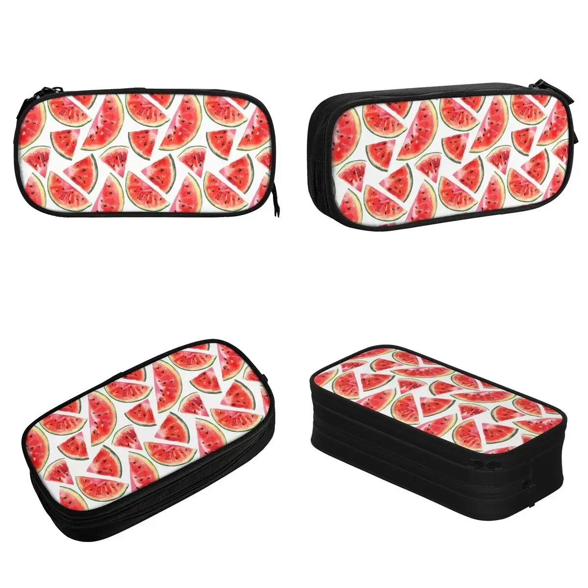 Watermelon Fruit Hand Drawn Pencil Case tropical Pencilcases Pen for Student Large Storage Bag School Cosmetic Stationery