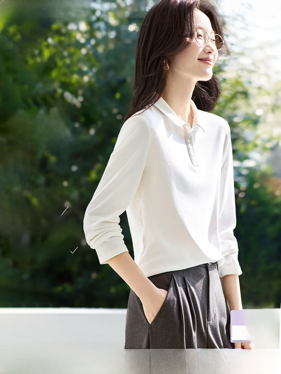 

Женская рубашка Mehai Relsel с длинным рукавом, простым воротником и пуговицами, универсальная, весна 2026, новая модель, удобная, дышащая