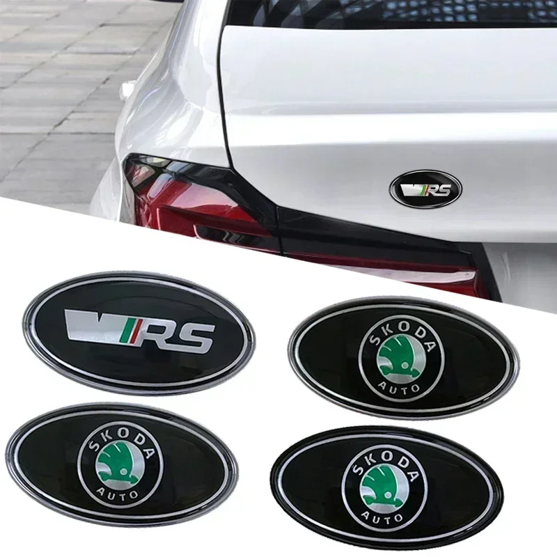 Car Sticker Front Rear for Skoda VRS Octavia 2 A7 Tour RS Rapid Kodiaq Superb Karoq Felicia Yeti Kamiq Auto Emblem Accessories