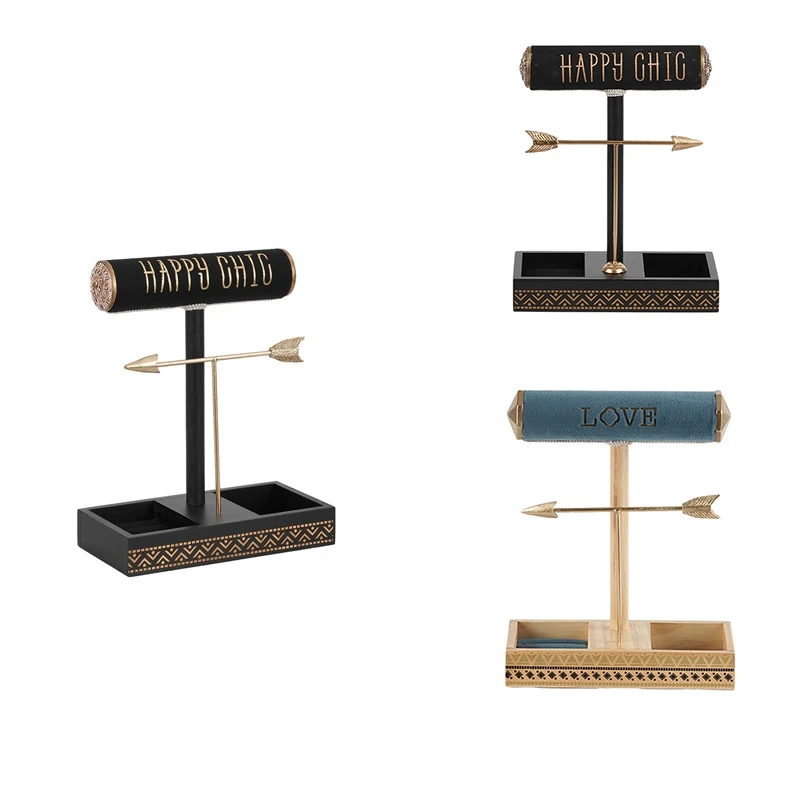 Jewelry Stand Solid Wood Base Storage Rack Earrings Necklaces Rings Jewelry Stand