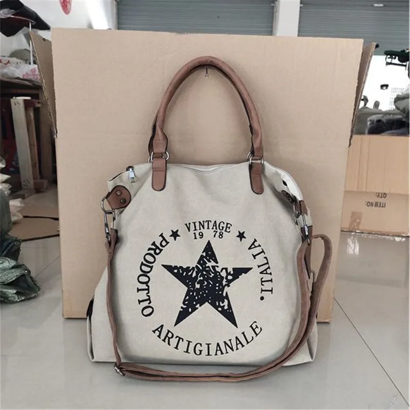 2022 High Quality Women Printed Letters Canvas Shoulder Bags Large Size Multifunctional Travel Totes Khaki Bags Drop Shipping