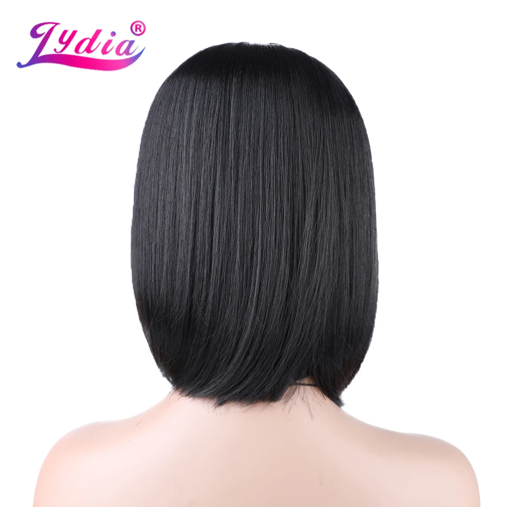 Lydia Silky Straight Bob V Part Black Color Hair Wig Heat Resistant Synthetic 12 Inch For Women  Ladies Daily Wigs