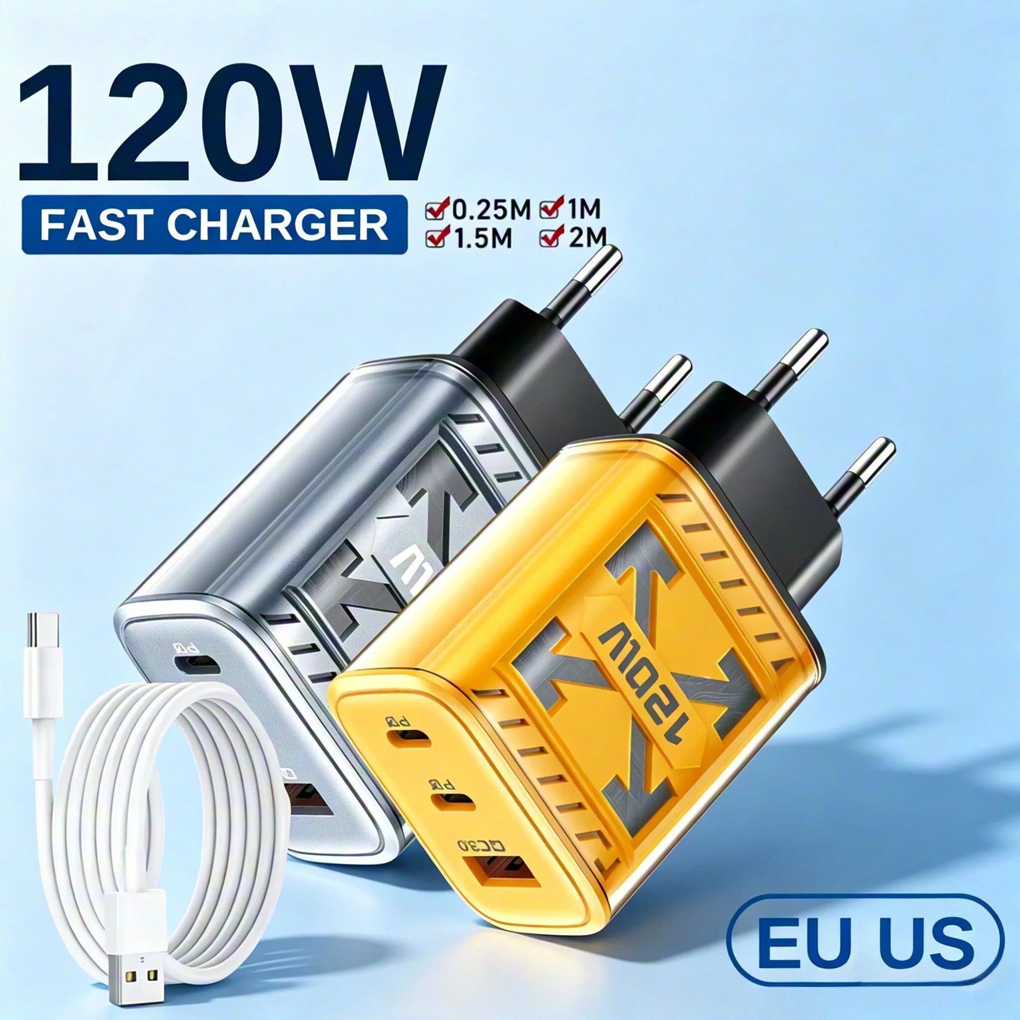 120W USB-C Typ C Schnellladegerät für Samsung Huawei Xiaomi iPhone Oneplus Quick Charge USB Handy-Adapter EU/US-Stecker