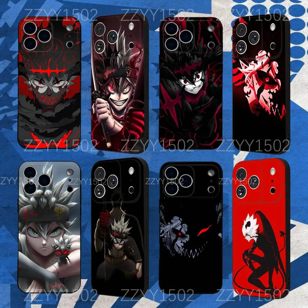 

B-Black Clover Asta Phone Case For iPhone 17,16,15,14,13,12,Pro,Max,Plus,E,SE4,Air,Mini Black Funda Shell