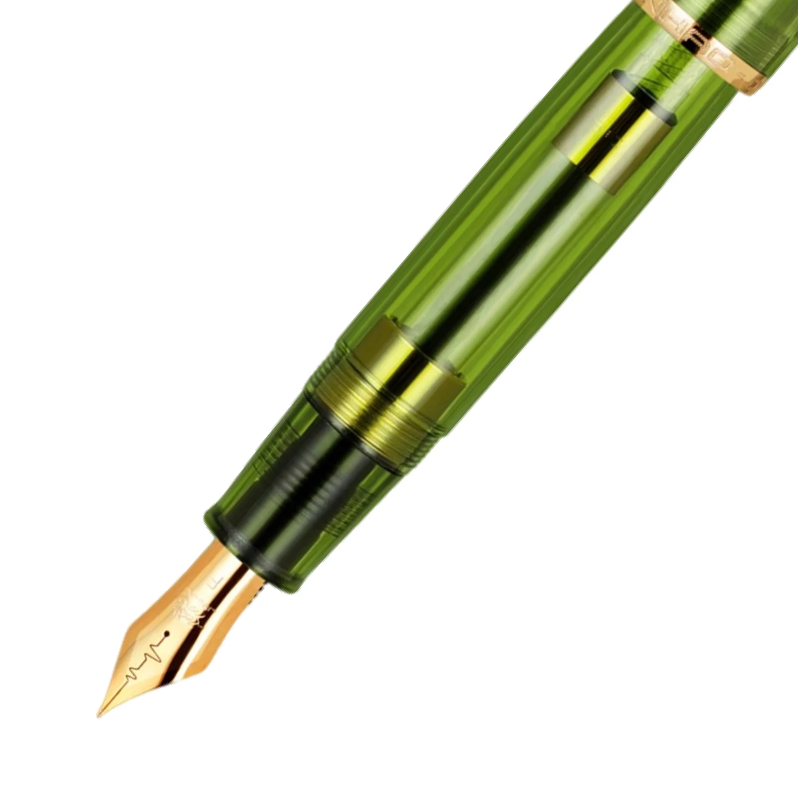 Jinhao 9019 Fountain ปากกาจํากัด Heartbeat F Nib Olive สีเขียวโปร่งใส Barrel เขียนหมึกปากกาลายเซ็นเครื่องเขียน