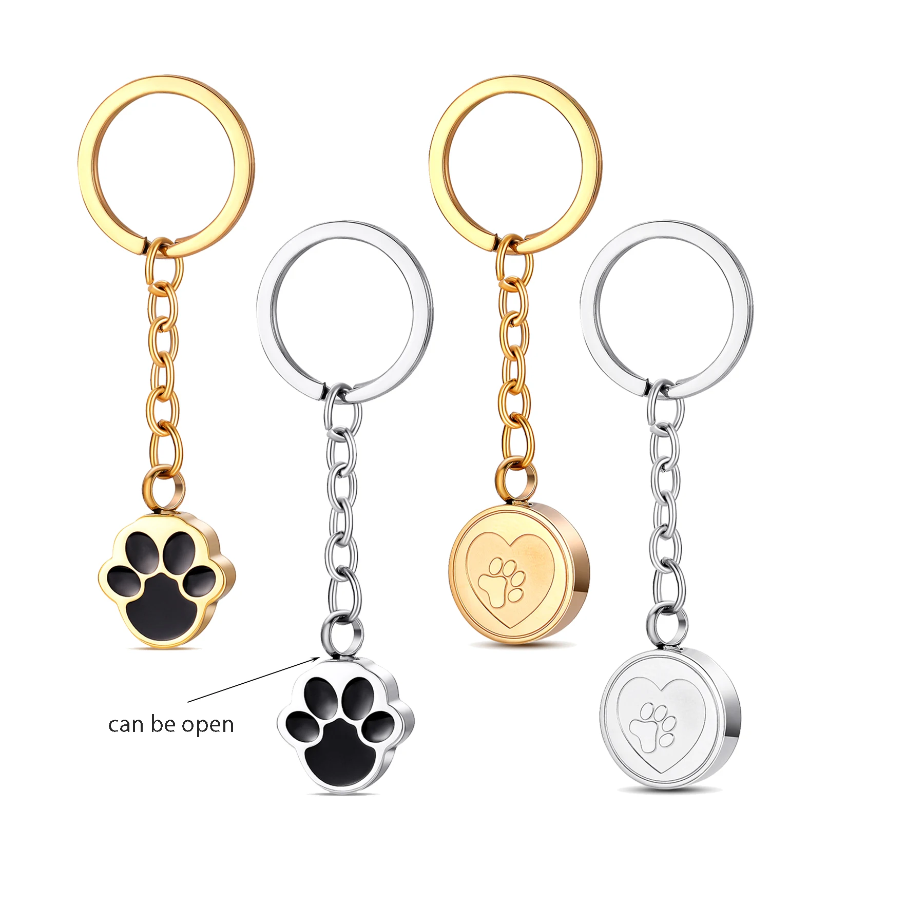 الفولاذ المقاوم للصدأ الحيوانات الأليفة باو طباعة جرة قلادة المفاتيح للإنسان الحيوانات الأليفة رماد جولة القلب باو الحرق ميموريا تذكار مجوهرات #1