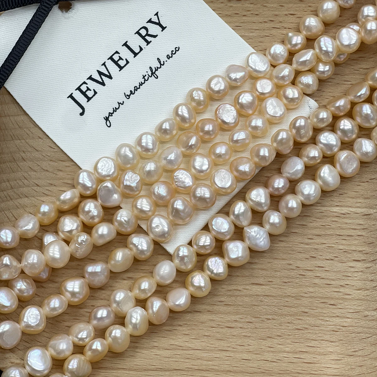 15'' Natural Freshwater Pink Pearl Beads Two Sided Light Pearl Loose Beaded for DIY Craft Bracelet Necklace Jewelry Making 7-8mm