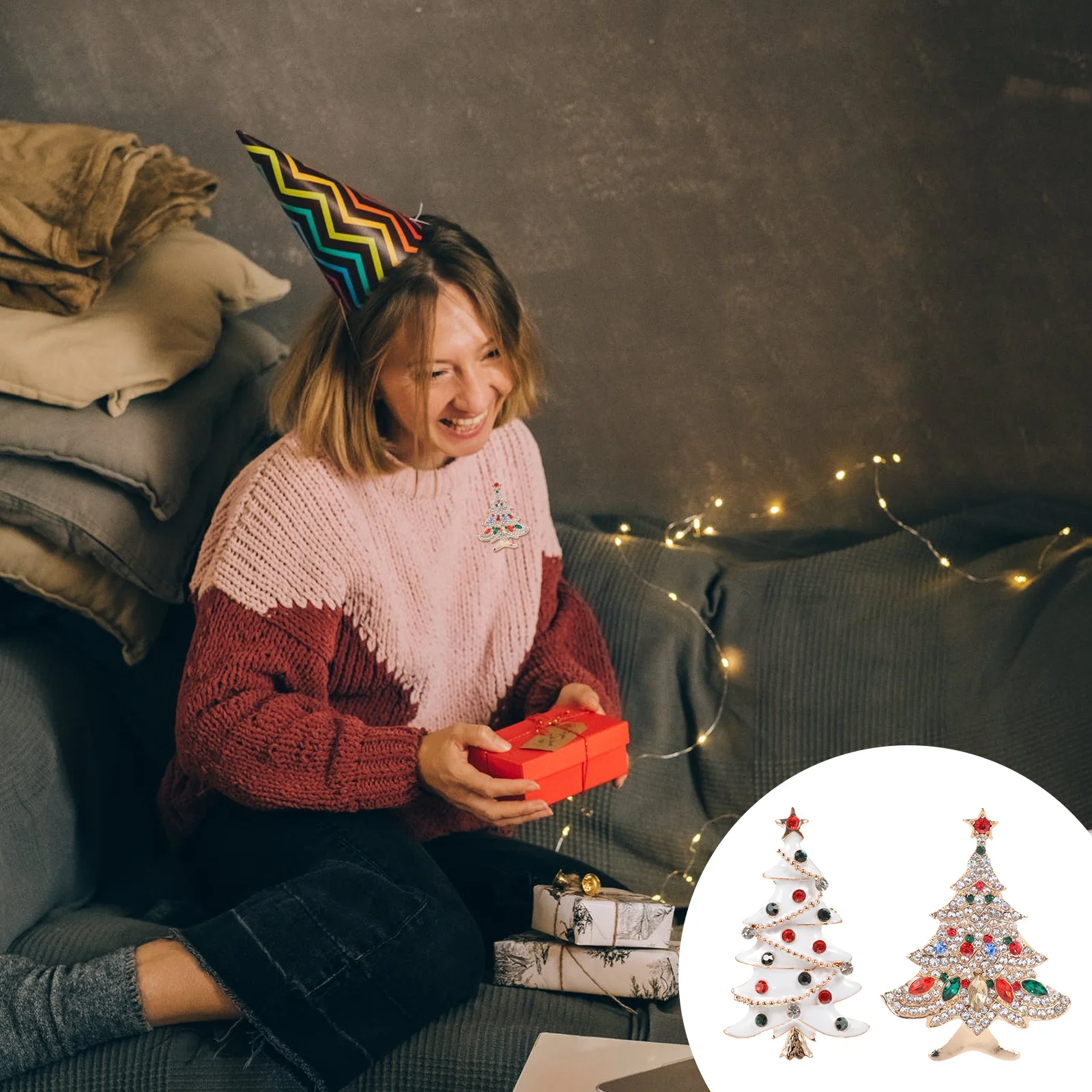 2 قطعة بروش عيد الميلاد المعدني زخرفة عيد الميلاد الاحتفالية للملابس حقيبة الديكور تألق سبيكة الثدي دبوس عيد الميلاد الملحقات