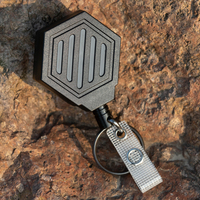 Heavy Duty Retractable Keychain ID Badge Holder Reel with Carabiner Keyring, Magnetic Closure, and Steel Belt Clip Wire Rope