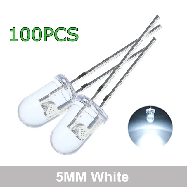 Funeng 5 Kleuren 20Pcs = 100Pcs F5 5Mm Ronde Geel Wit Rood Groen Blauw Diffuus Ronde Dip diode Led Lamp Licht