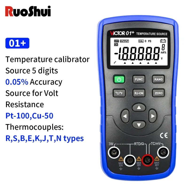 RUOSHUI-High Precision Temperatura Calibrador, Temperatura Verificação Detector, User Calibração Fonte, Termopar, 01S