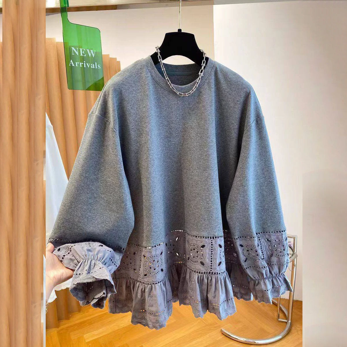 women's clothing polished thickened lace splicing long-sleeved T-shirt women's autumn and winter new thin bottoming shirt