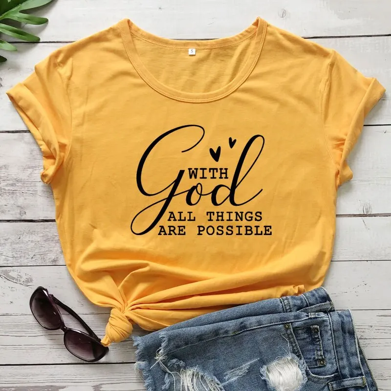 Camiseta de manga corta con Dios para mujer, ropa informal de verano, estilo europeo, de gran tamaño