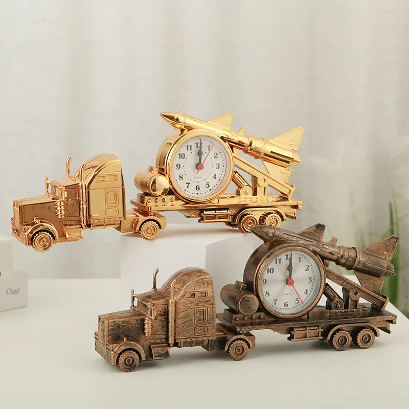 

Fashion Trailer Vintage Bronze Alarm Clock 30x 6x 13cm Personalized Creative Alarm Clock Student Bedside Home Clock