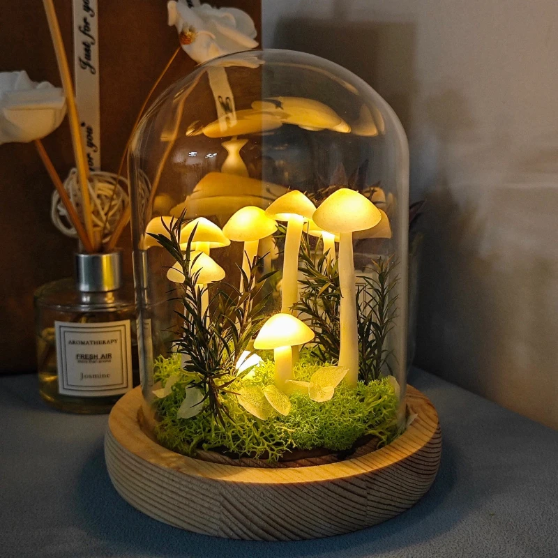 Mushroom Table Lamp Handmade LED Mushroom Lamp Novelty Nightlight Project Small Mushroom Lamp Arts and Crafts for Girls