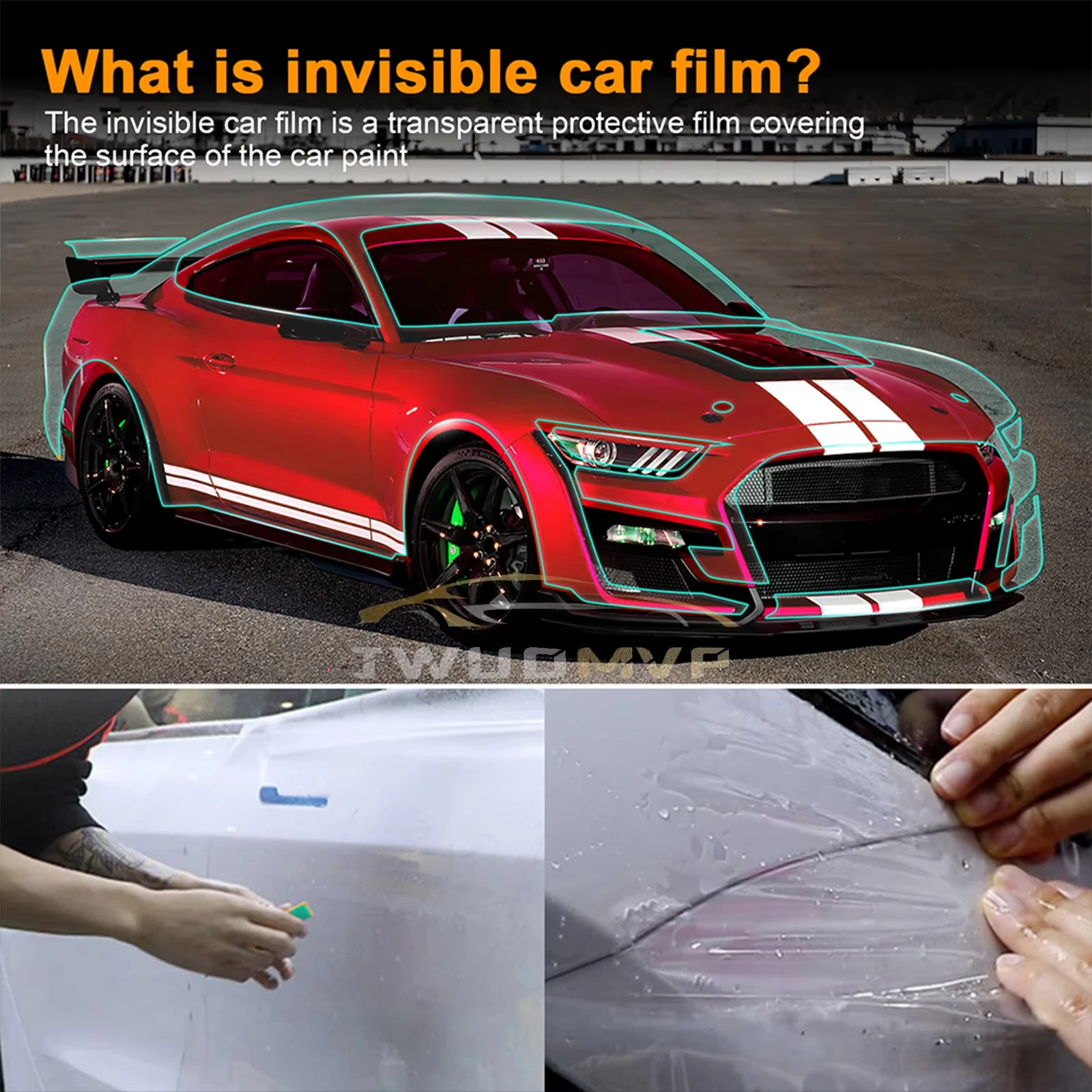 

Pre Cut PPF Car Exterior Original Paint Protection Film for Ford SHELBY GT500 2021-2022 TPU Transparent Anti-Scratch Sticker Kit