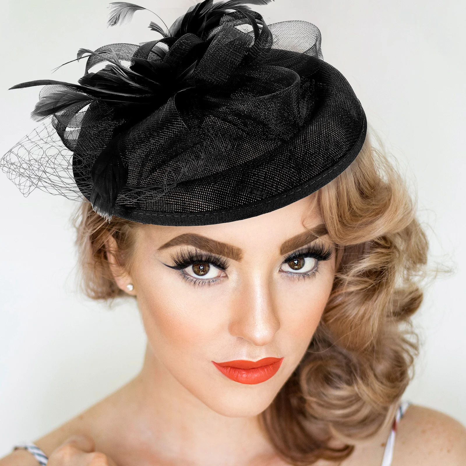 

Linen Yarn Red Top Hat Headdress Decorations Tea Party Headpiece Fascinators Women Bridal Hair Accessories Wedding