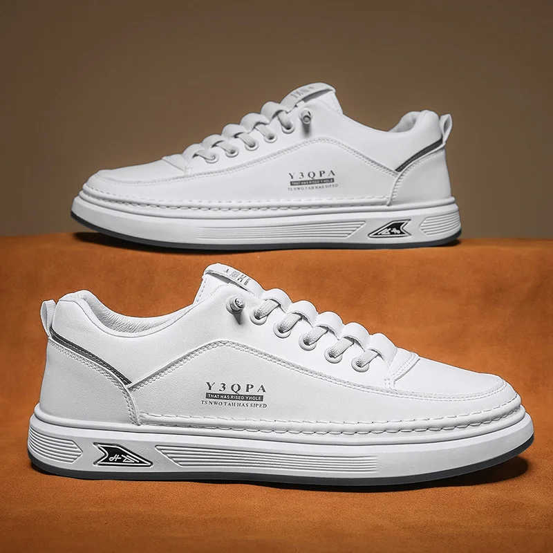 

Мужская корейская повседневная обувь, четырехсезонная удобная уличная прогулочная обувь на мягкой подошве, модная молодежная белая обувь на плоской подошве, обувь для вечеринок