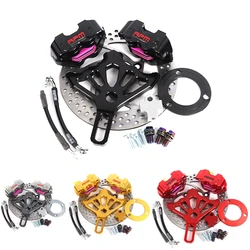 Motorcycle Scooter RPM Dual Brake Caliper With Bracket+220 Disc For Rear Brake System For Honda Kawasaki Suzuki Yamaha RSZ Niu