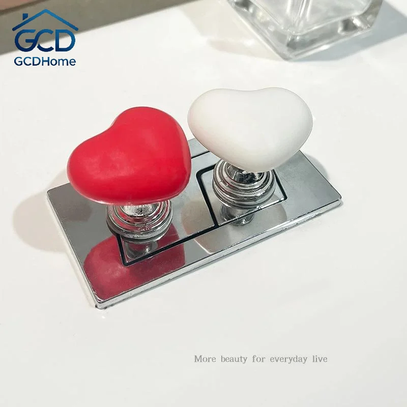 Decorative Love Heart Toilet Press Button 1Pc Durable ABS Material Toilet Flush Switch for Home Bathroom Decor