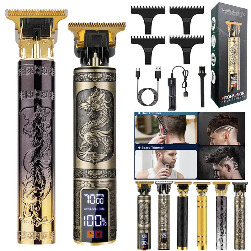 

Professional Wireless Waterproof Lcd Display Barber Mens Beard Barbershop Full Set Hair Trimmer Clipper Shaver Finishing Machine