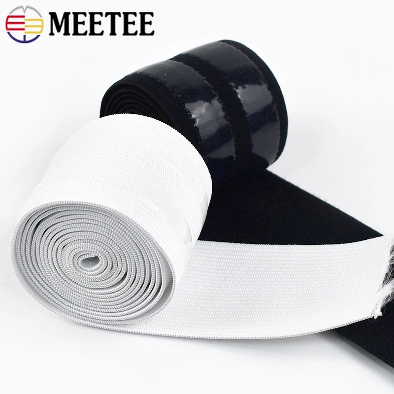 1/2/3/4/5M 5cm Non-slip Silicone Rubber Black White Elastic Band Webbing For Sewing Trousers Dress Belt Stretch DIY Accessories