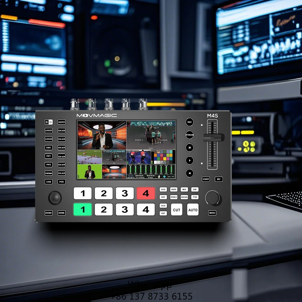 Movmagic 5-Ch Pro 4K Video Mixer/Switcher Metal For Screen Orientation Switching Lossless Streaming Remote Control Broadcasting
