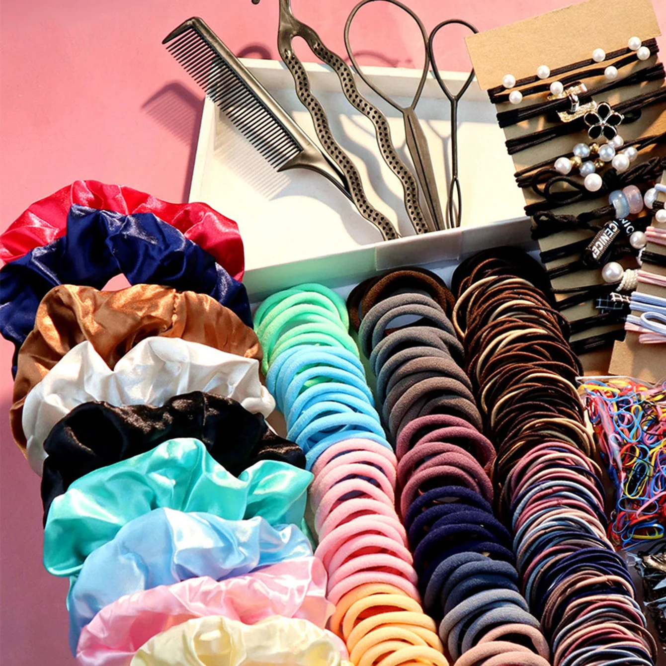 Women's Large Intestine Hair Ring, Hair Accessory Tool, Hair Braiding Device, Corrugated Hair Ring, Hair Accessory Set.