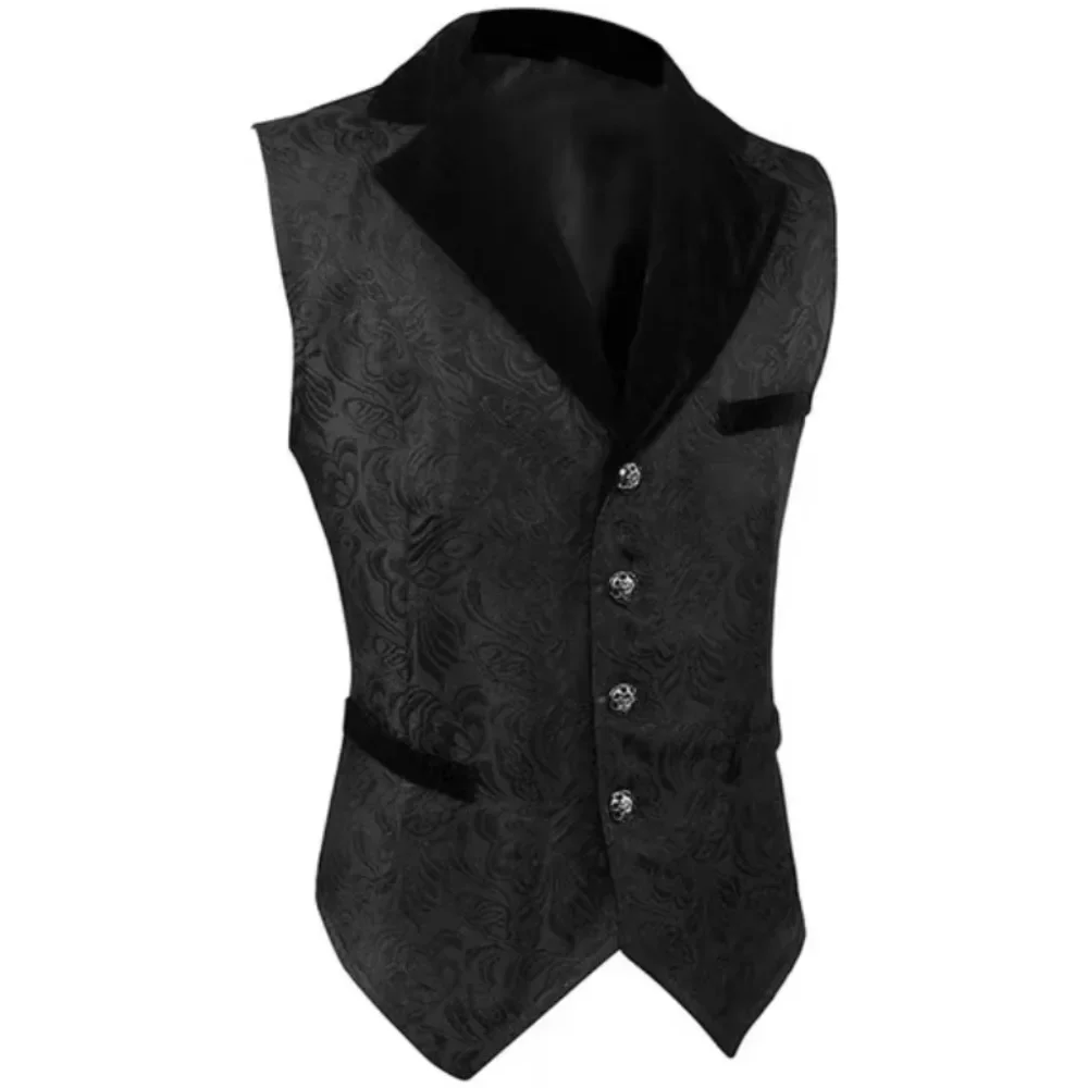 Herren-Weste im viktorianischen Steampunk-Stil mit Paisley-Muster, ärmellose Weste mit Reverskragen für Halloween, Cosplay-Partys und den täglichen Gebrauch. – Detail 7