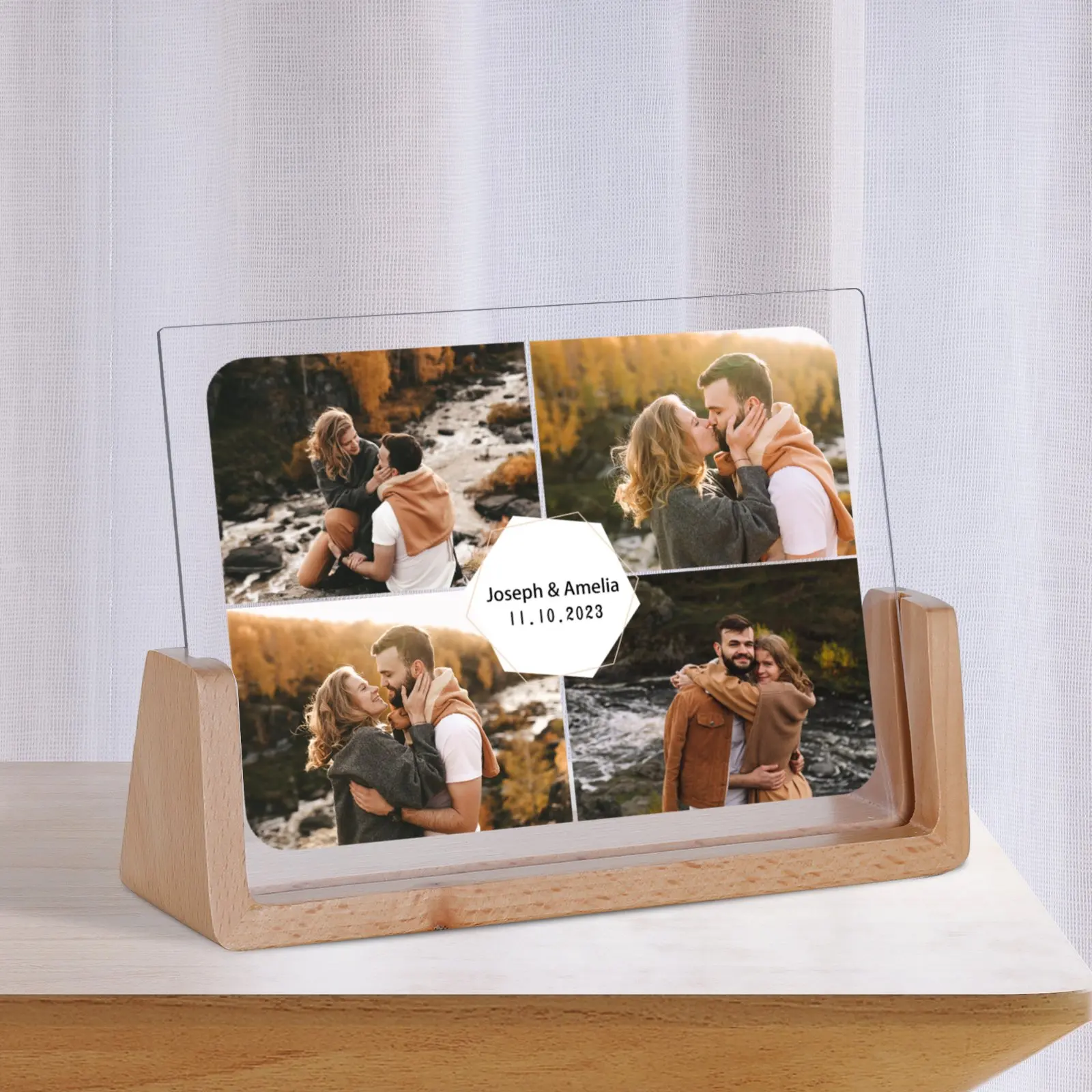 Customized Couples Photo Frame Personalized Name Date Keepsake for Boyfriend Girlfriend Wedding Anniversary Valentines Day Gifts