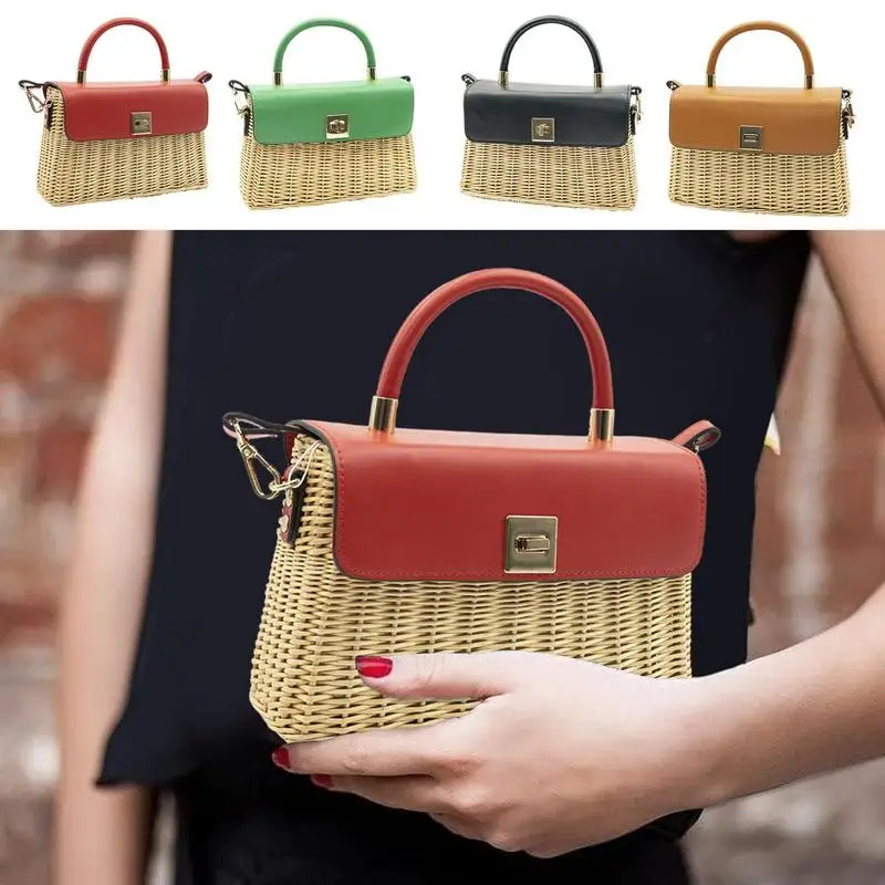 Fashion Woven Straw Shoulder Bag Female Crossbody Messenger Bags For Women Summer Beach Handbags Purses Travel Shopping Bag